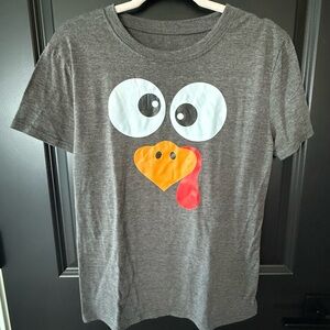 Gray T-Shirt with Fun Turkey Face Design